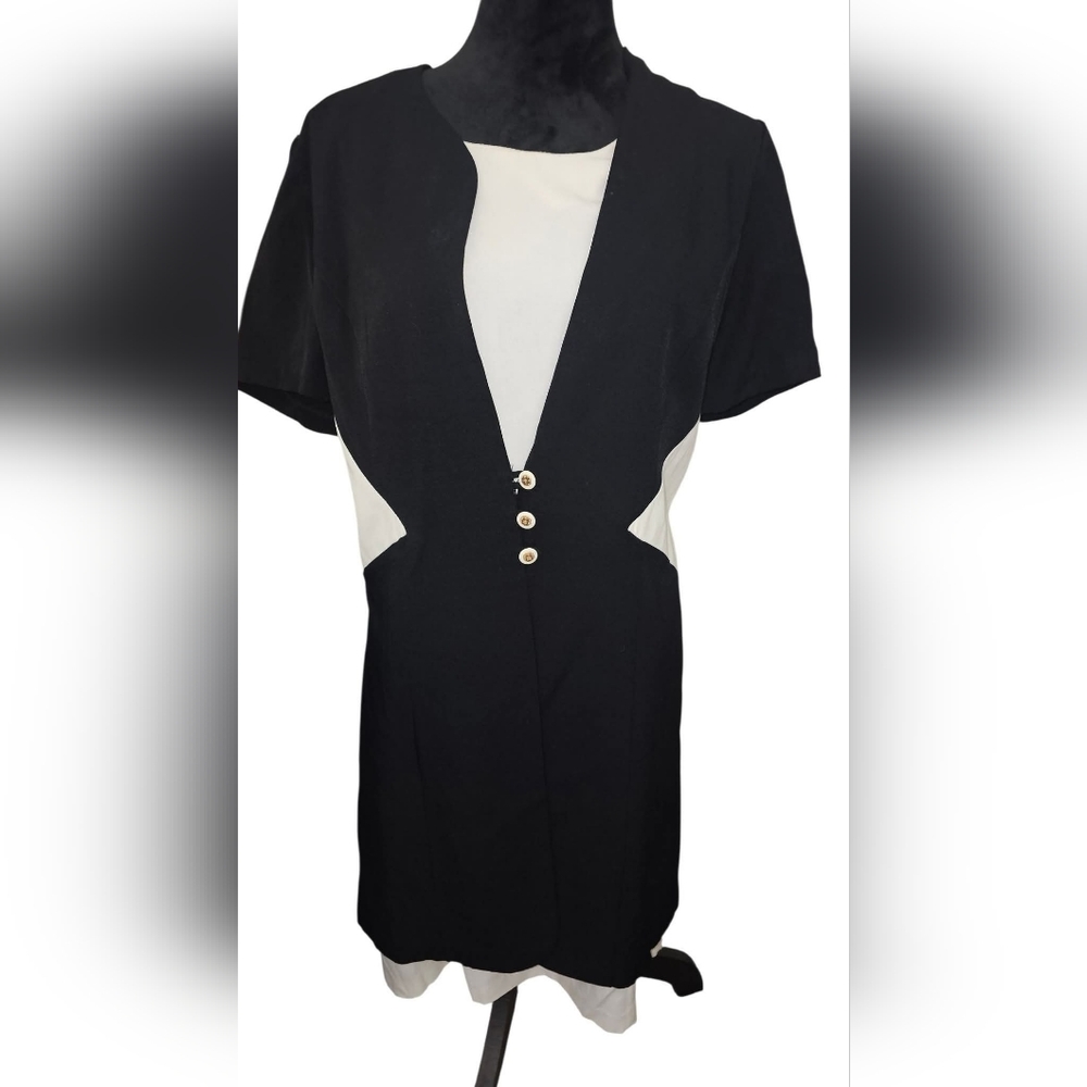 DJ & Co Women's Black & White Dress Plus Size 14